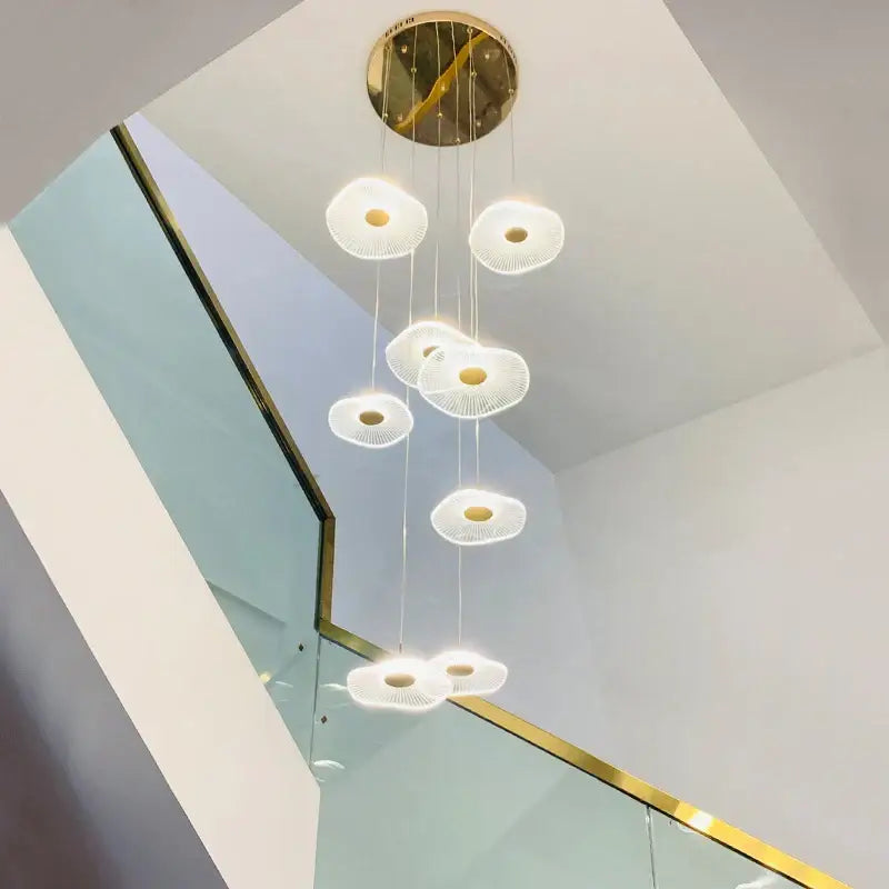 White and gold decorbites lotus leaf nordic chandelier dining room