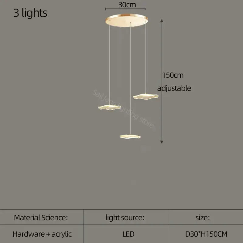 White and gold decorbites lotus leaf nordic chandelier dining room