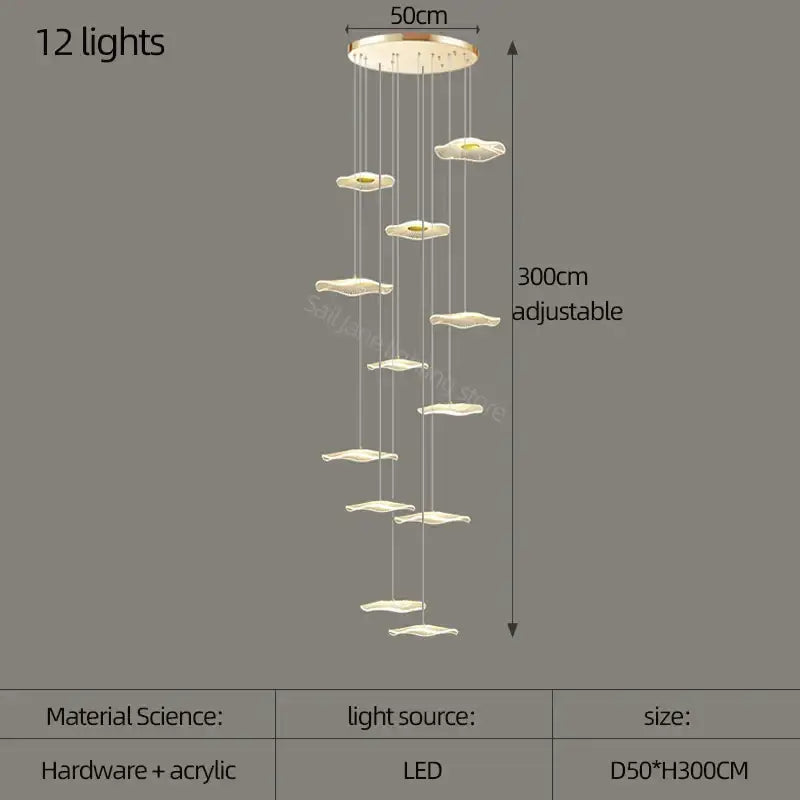 White and gold decorbites lotus leaf nordic chandelier dining room