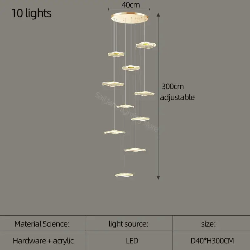 White and gold decorbites lotus leaf nordic chandelier dining room