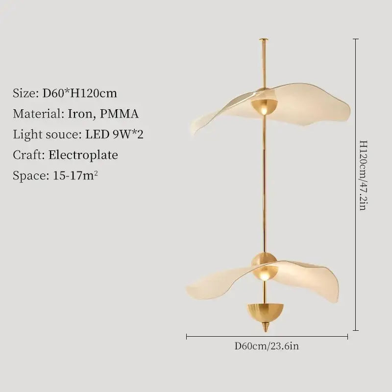 Modern gold lotus leaf pendant lights – staircase chandelier