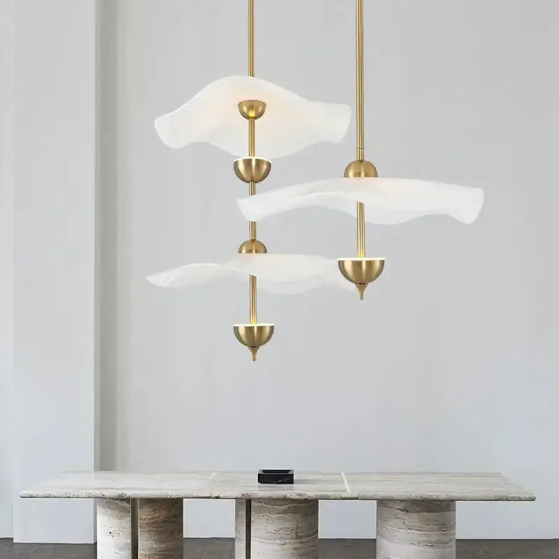 Modern gold lotus leaf pendant lights – staircase chandelier