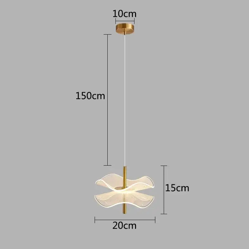 Modern white and gold lotus leaf pendant lights bedroom art chandelier