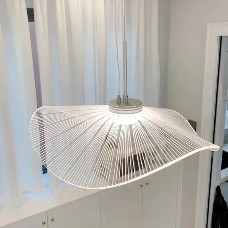 Modern white lotus leaf pendant light dining room fan design