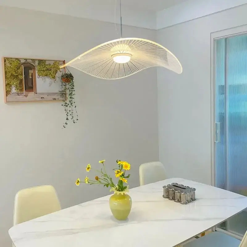 Modern white lotus leaf pendant light dining room fan design