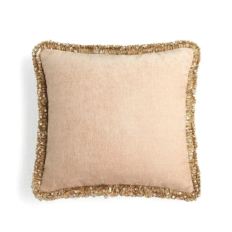 Vintage lotus pink european style velvet pillow cover bedroom tassels