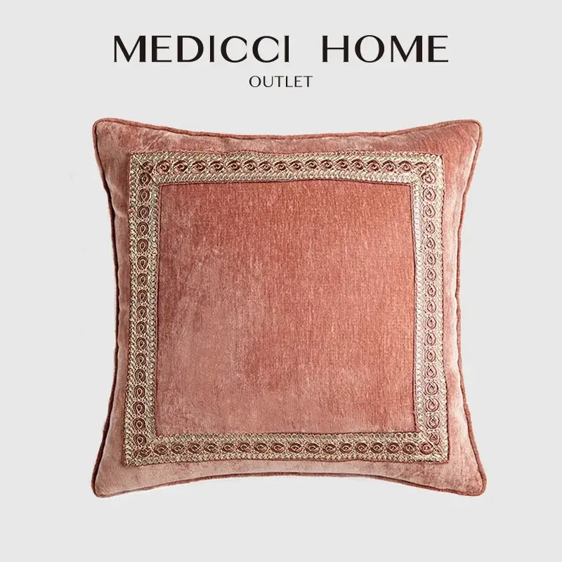 Vintage lotus pink european style velvet pillow cover bedroom tassels