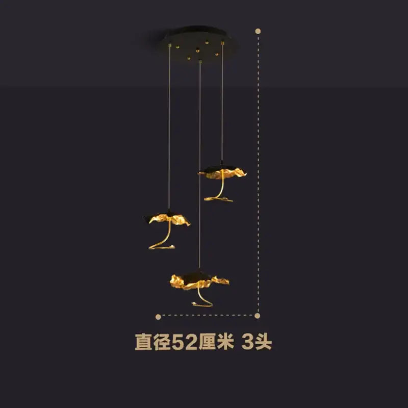 Decorbites lotus staircase gold & black flower chandelier stairwell light
