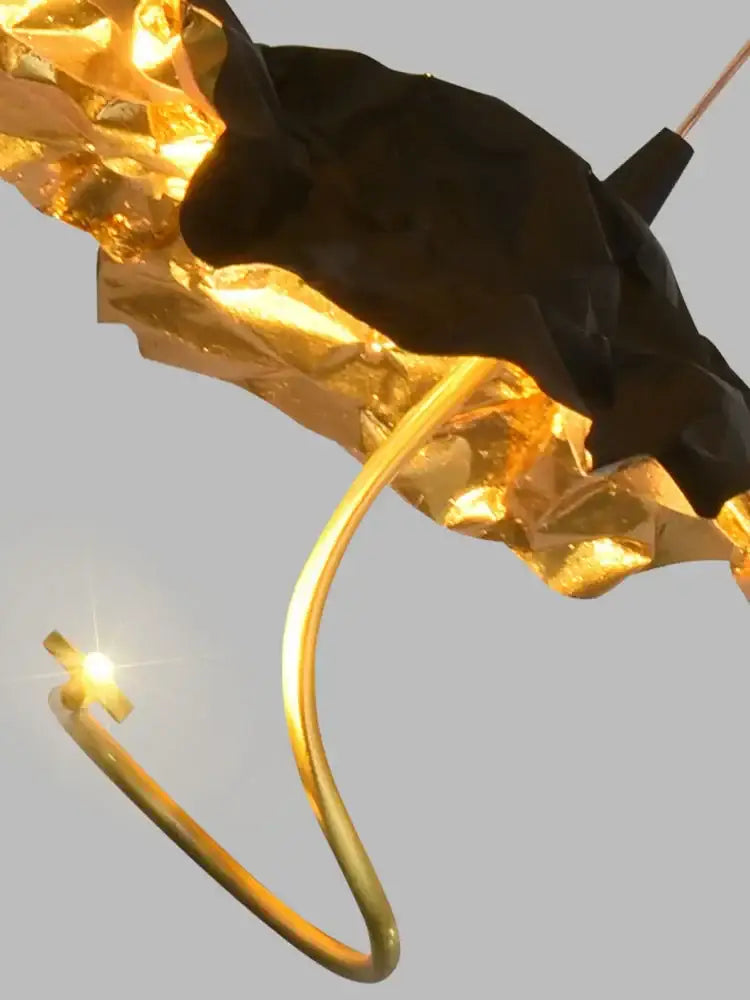 Decorbites lotus staircase gold & black flower chandelier stairwell light