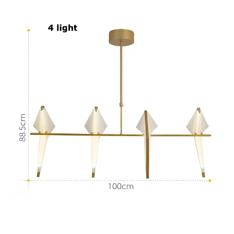 Origami white gold love bird chandelier dining room light