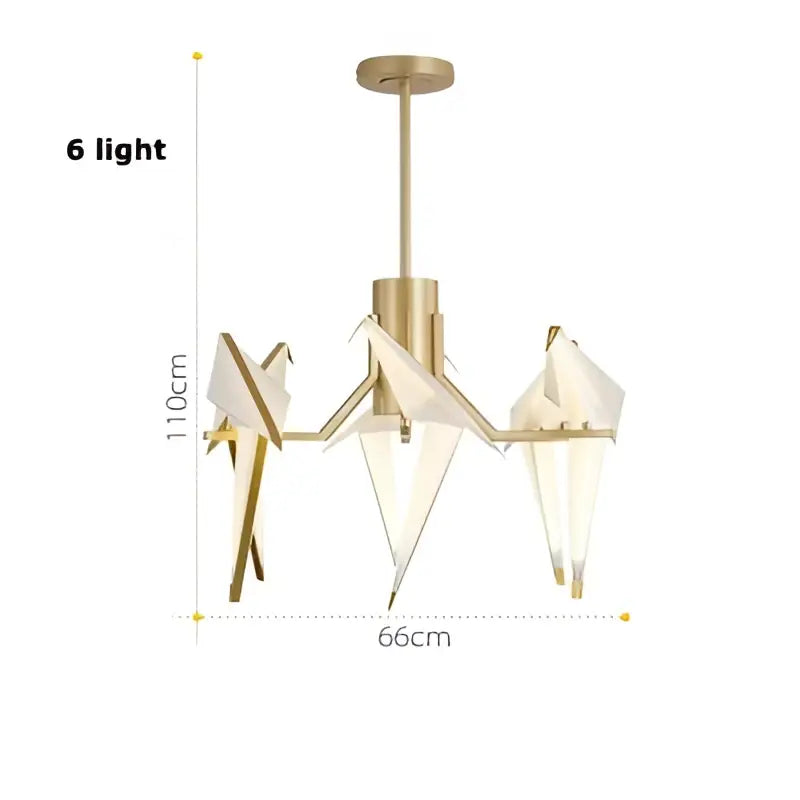 Origami white gold love bird chandelier dining room light