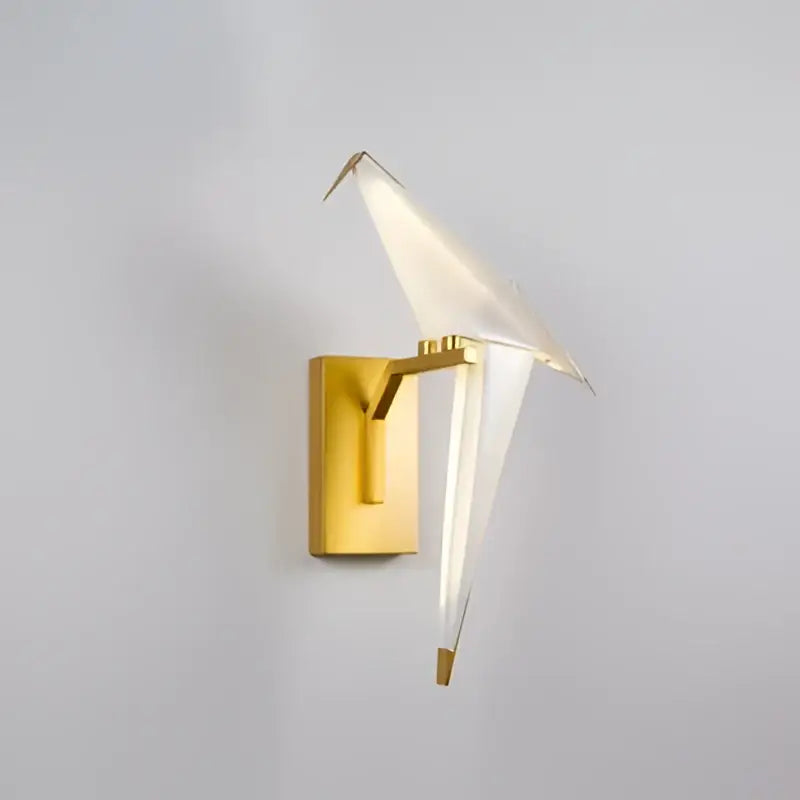 Modern gold origami crane led wall sconce bedroom light