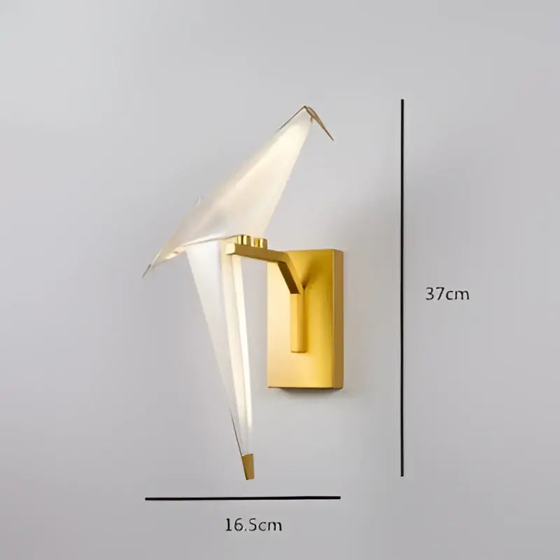 Modern gold origami crane led wall sconce bedroom light