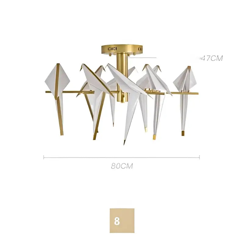 Modern gold origami crane led wall sconce bedroom light