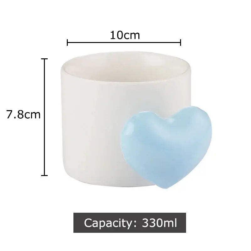Glossy pink love heart ceramic mug dining room coffee cup