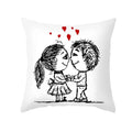 Love heart sketch white & red pillow cover bedroom decor