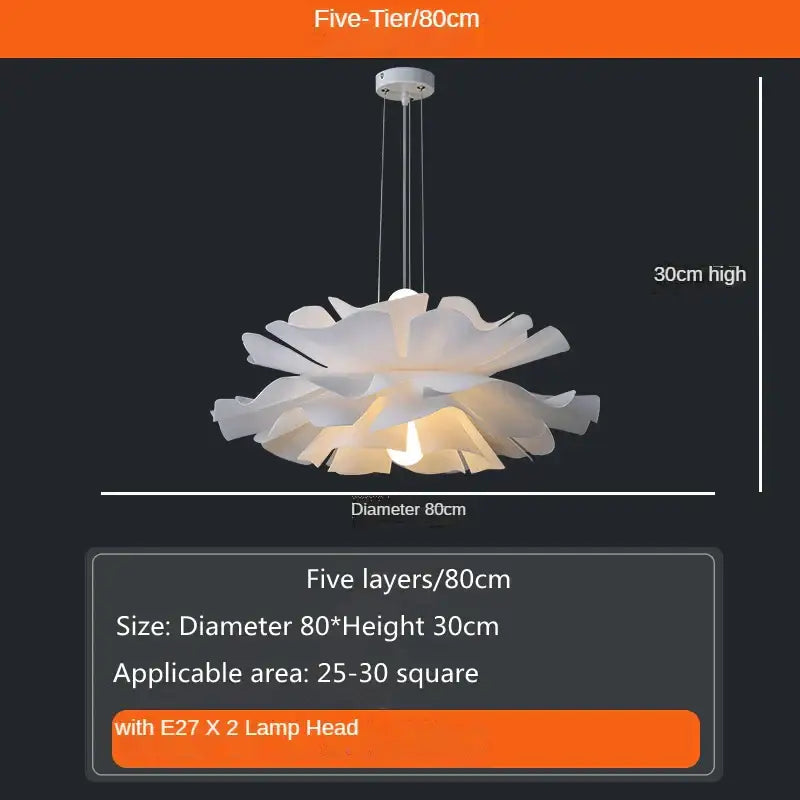 Simple white flower lamp petal pendant light for bedroom