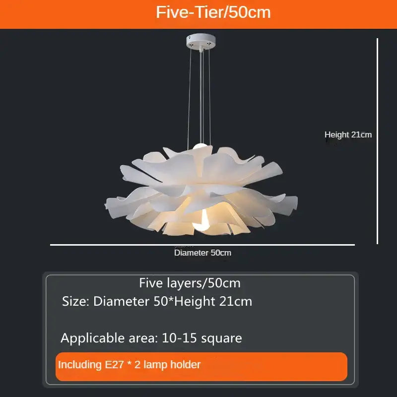 Simple white flower lamp petal pendant light for bedroom