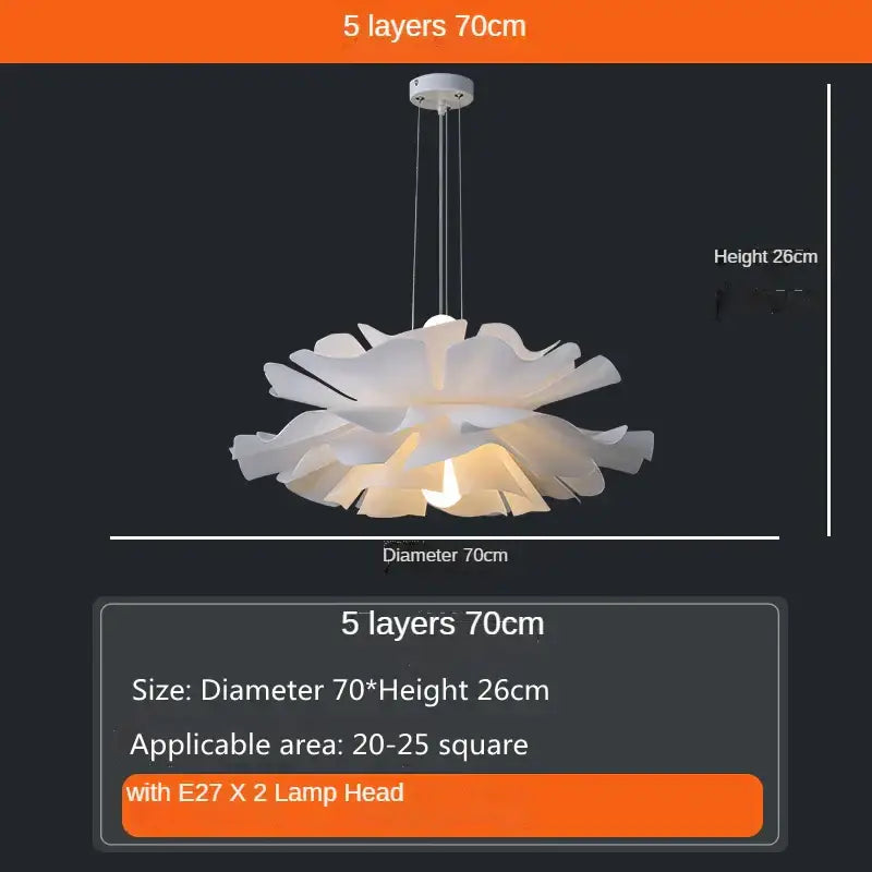 Simple white flower lamp petal pendant light for bedroom