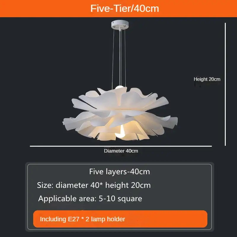 Simple white flower lamp petal pendant light for bedroom