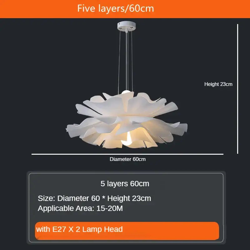 Simple white flower lamp petal pendant light for bedroom