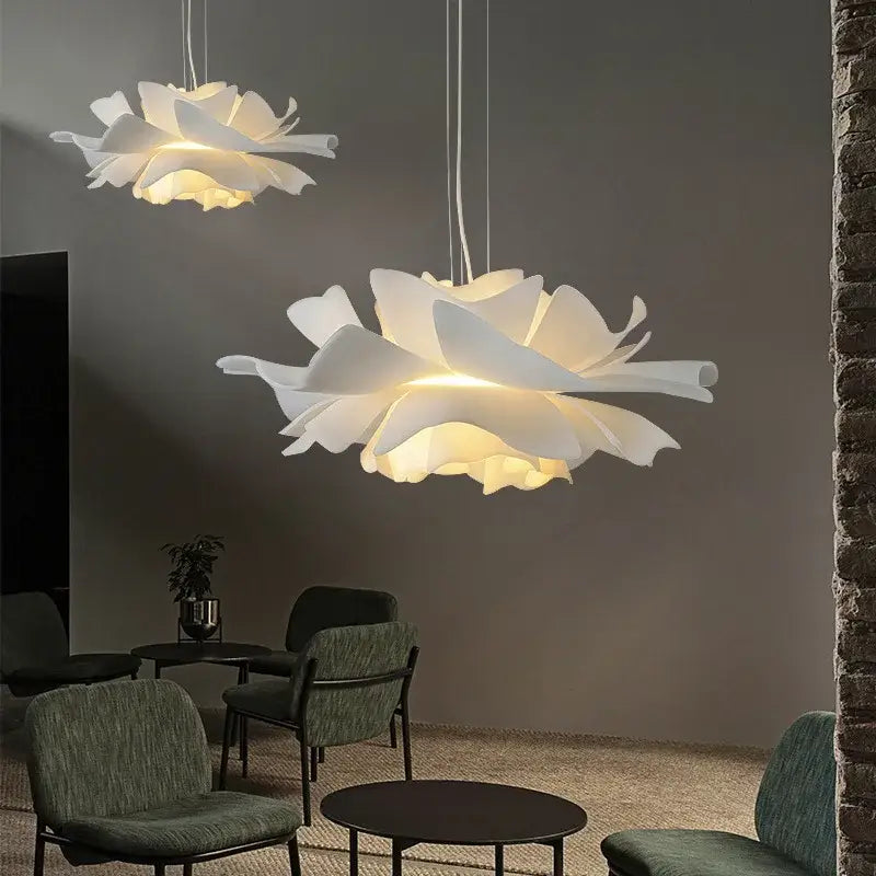 Simple white flower lamp petal pendant light for bedroom