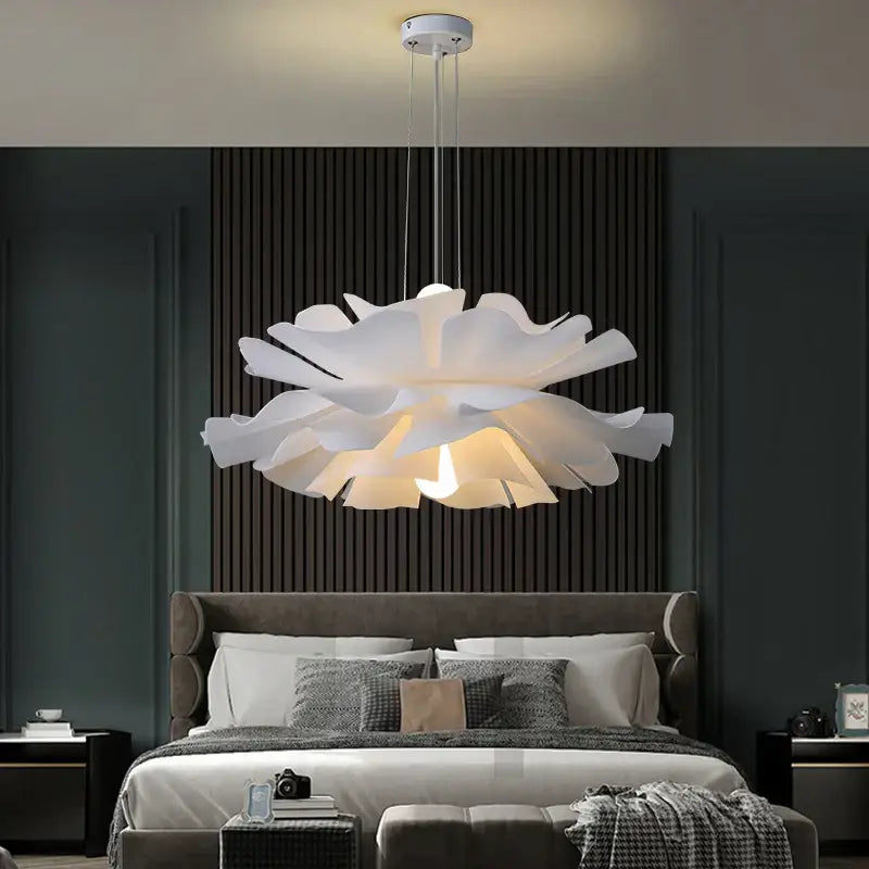Simple white flower lamp petal pendant light for bedroom