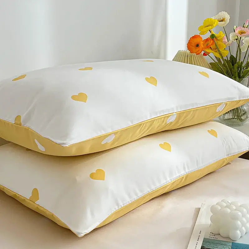 Love printed pillowcase set white & olive green bedroom decor