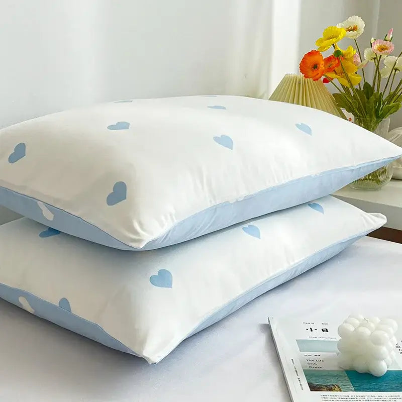 Love printed pillowcase set white & olive green bedroom decor
