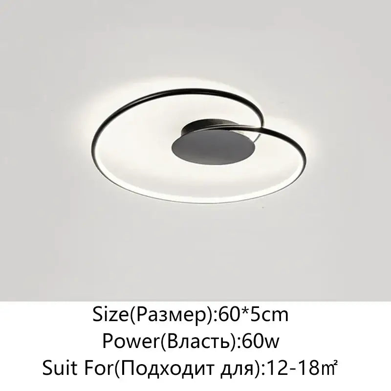 Modern black & gold love shaped ceiling light for bedroom
