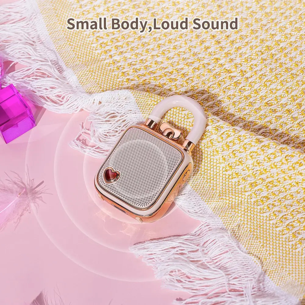 Retro rose gold & white lovelock mini bluetooth speaker bedroom decor