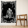 Lovers skull tapestry black & white bedroom skeleton wall decor