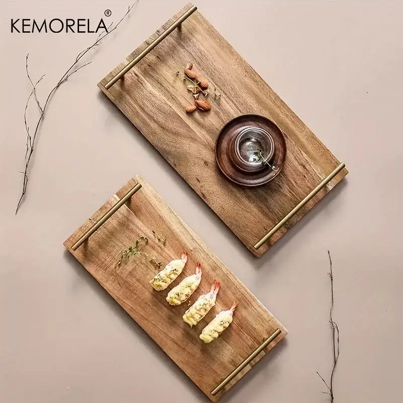 Lovesickness wooden serving tray with brass handles dining room dish