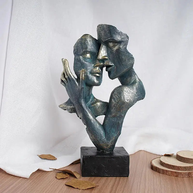 Abstract bronze loving couple resin statue bedroom decor