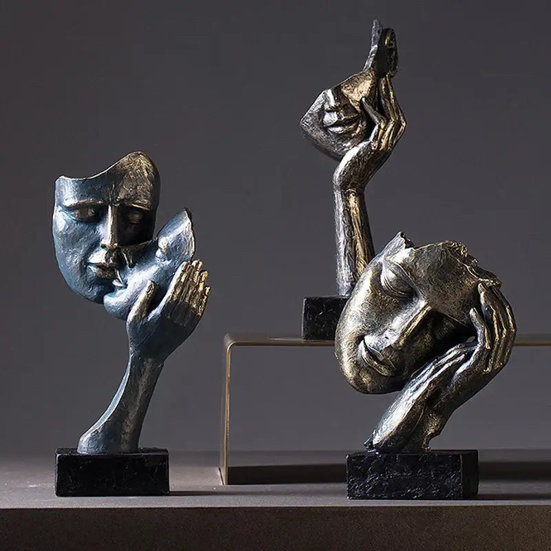 Abstract bronze loving couple resin statue bedroom decor