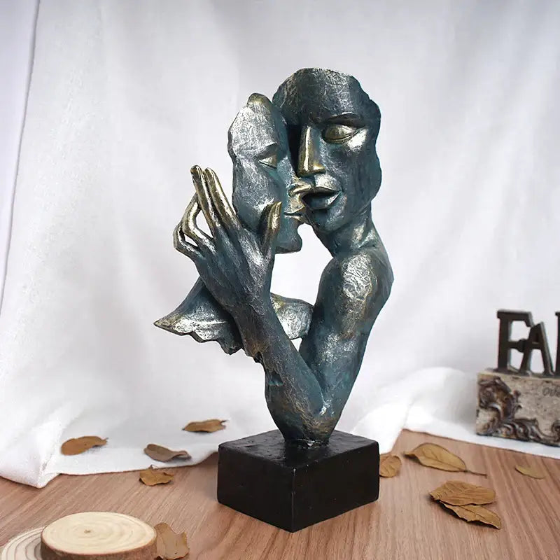 Abstract bronze loving couple resin statue bedroom decor