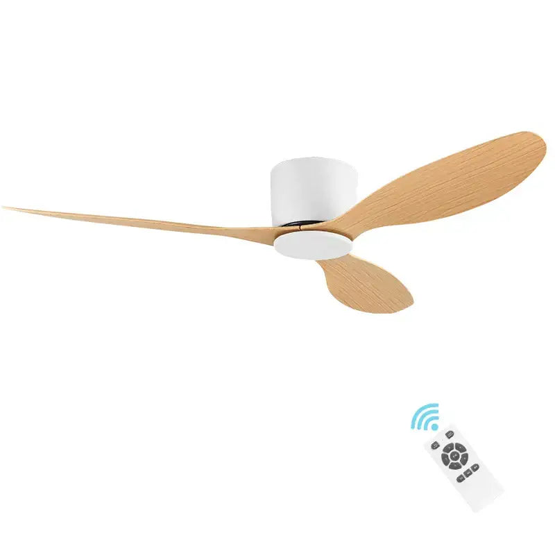 Modern white and light wood ceiling fan bedroom low floor design