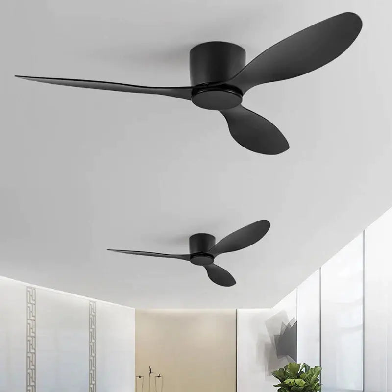 Modern white and light wood ceiling fan bedroom low floor design