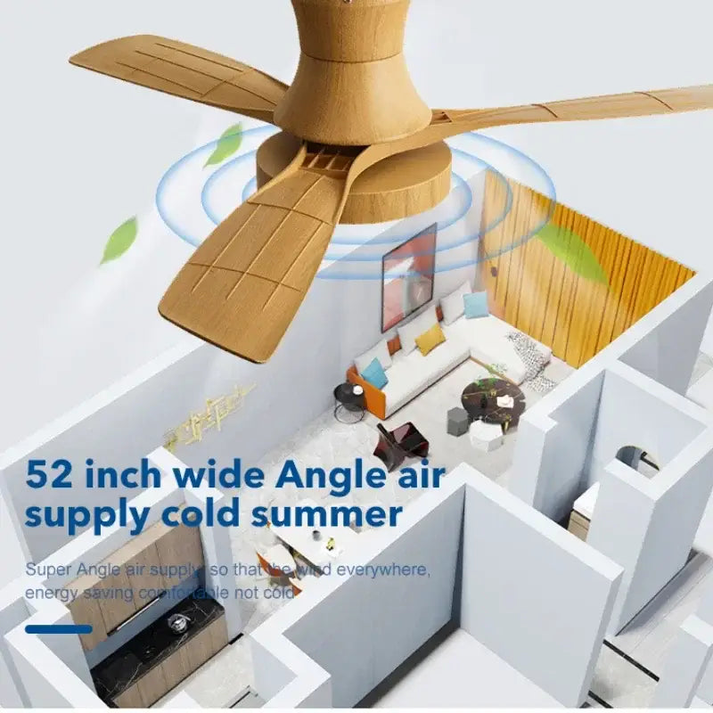 Modern green & wood low profile ceiling fan bedroom light