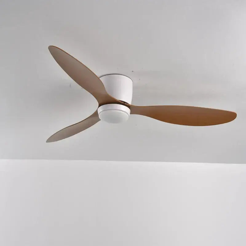 Modern black and wood low profile ceiling fan bedroom remote control
