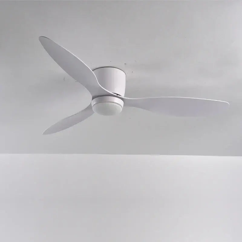 Modern black and wood low profile ceiling fan bedroom remote control