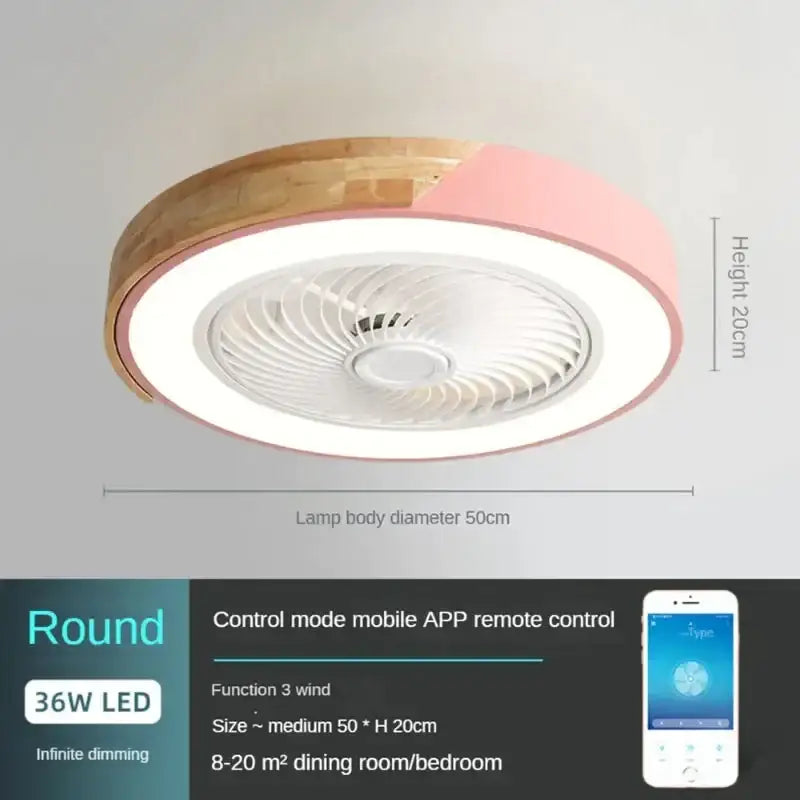 Modern gray & wood low profile ceiling fan bedroom led light