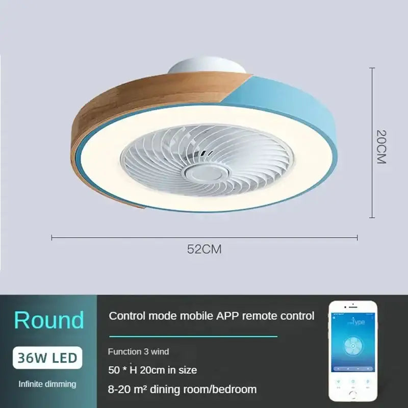 Modern gray & wood low profile ceiling fan bedroom led light