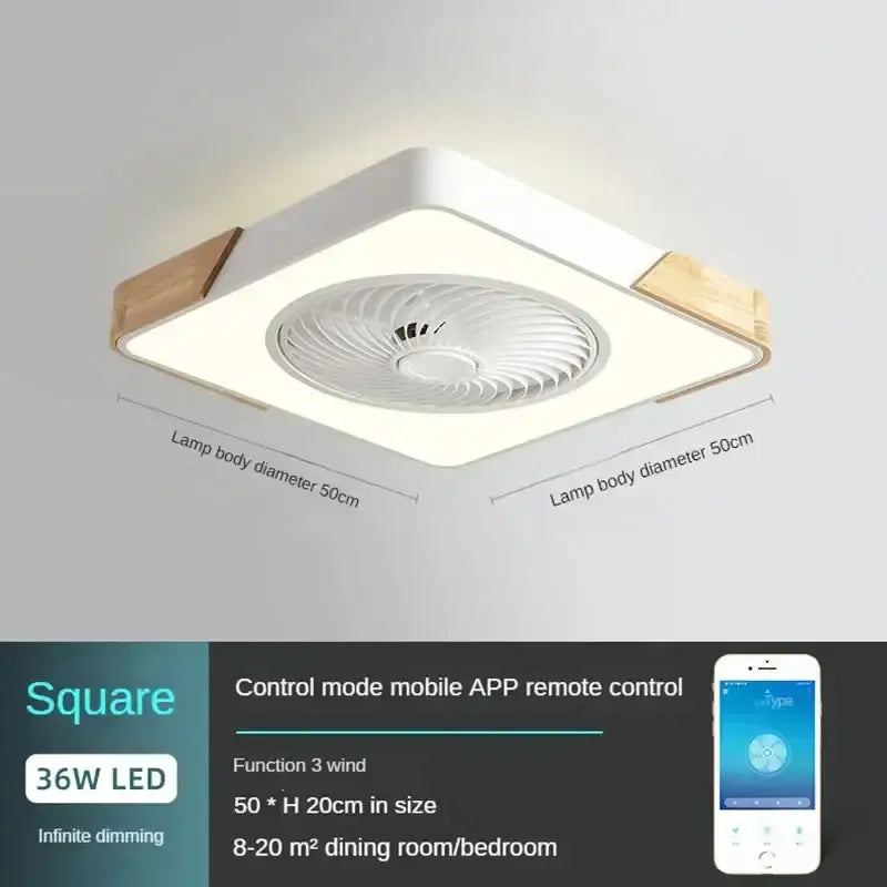 Modern gray & wood low profile ceiling fan bedroom led light
