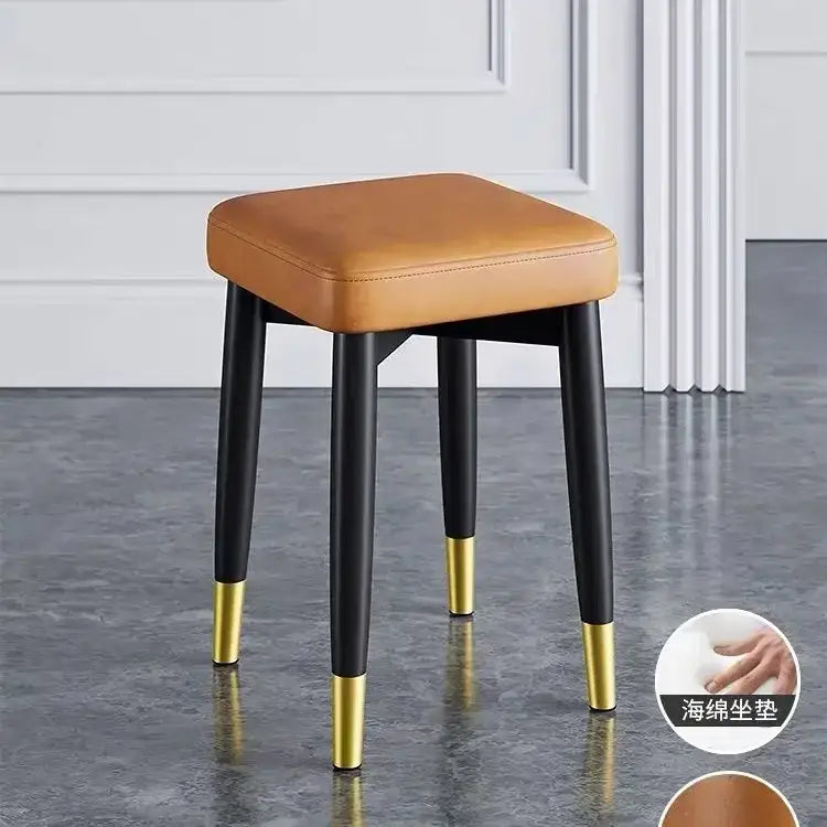 Modern low square stool bench for dining kitchen upholstered seat