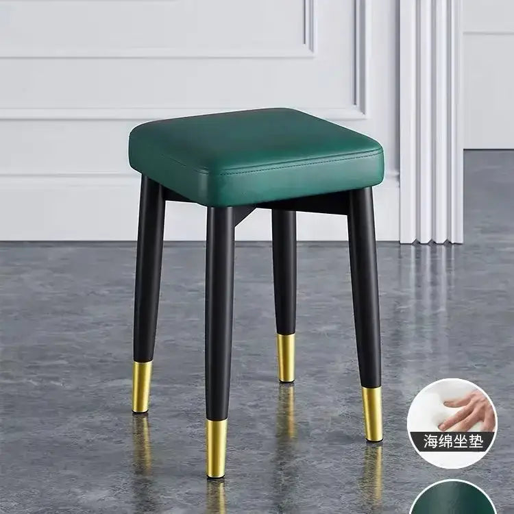 Modern low square stool bench for dining kitchen upholstered seat