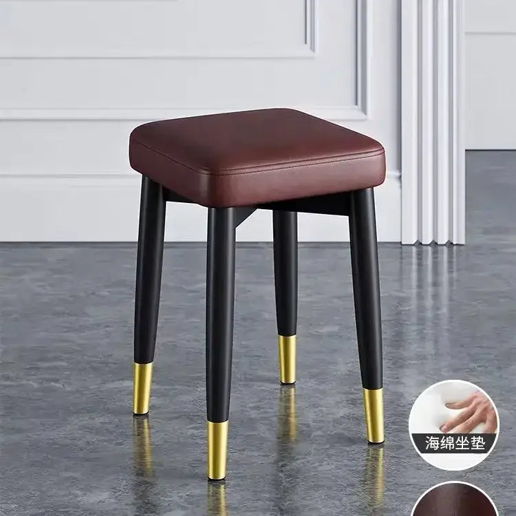 Modern low square stool bench for dining kitchen upholstered seat
