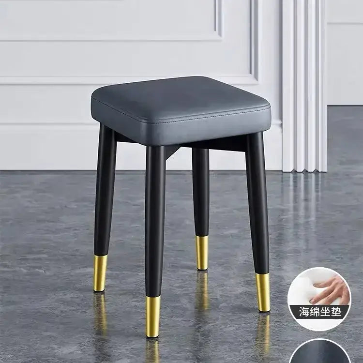Modern low square stool bench for dining kitchen upholstered seat