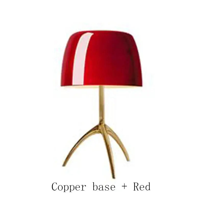 Modern red green & beige tripod table lamp bedroom led light
