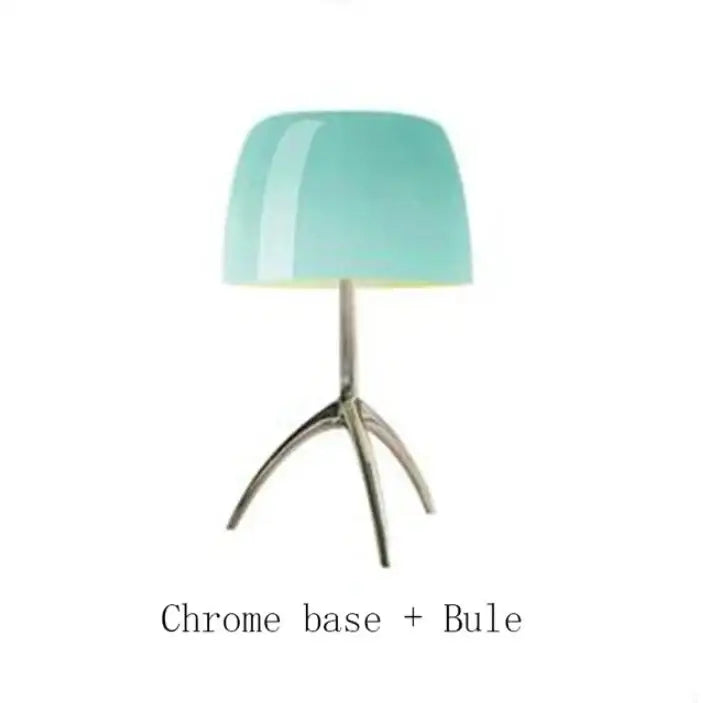 Modern cream glass lumiere table lamp bedroom chrome tripod light